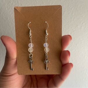 Hand Crafted Silver Key Dangle Earrings